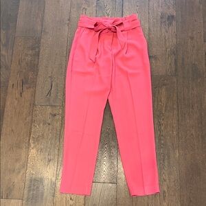 Express Vibrant Pink Ankle Pants with Tie-Waist